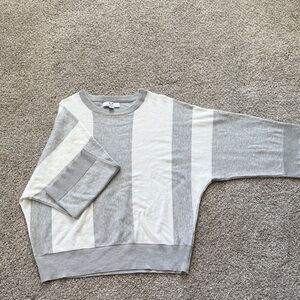 Magaschoni Gray and White Striped Women's Sweater